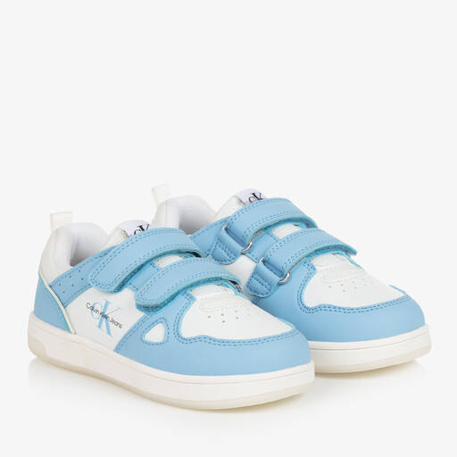 Calvin Klein-Baskets bleues et blanches à scratch | Childrensalon