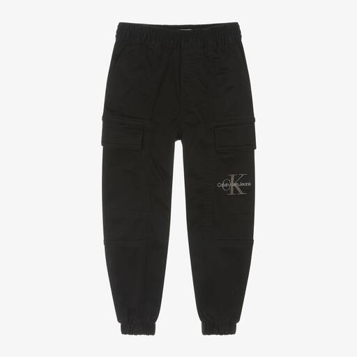 Calvin Klein-Boys Black Cargo Trousers | Childrensalon