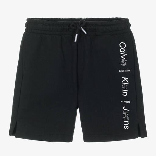 Calvin Klein-Boys Black Cotton Jersey Shorts | Childrensalon