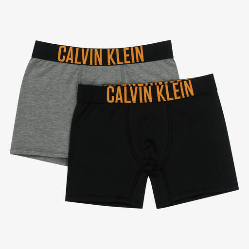 Calvin Klein-شورت بوكسر قطن أسود ورمادي للأولاد (عدد 2) | Childrensalon