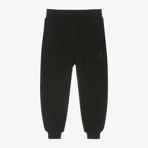 Calvin Klein-Boys Black Quilted Jersey Joggers | Childrensalon