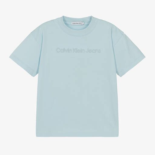 Calvin Klein-Boys Blue Cotton Jersey Top | Childrensalon