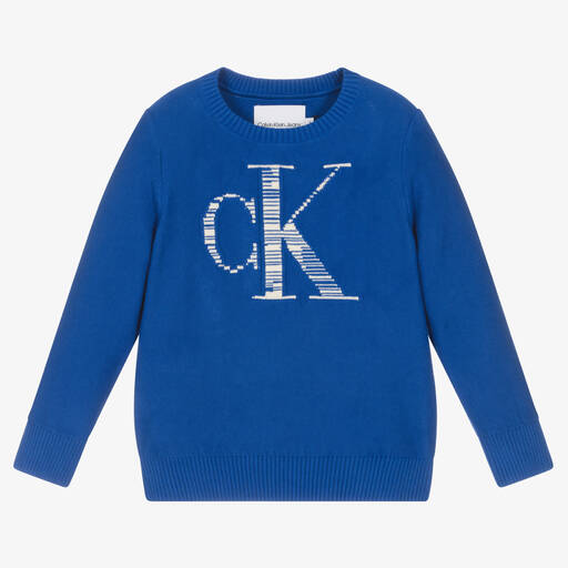Calvin Klein Jeans-Pull bleu en coton garçon | Childrensalon