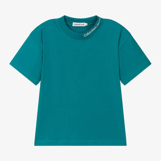 Calvin Klein-Boys Blue Cotton Relaxed Fit T-Shirt | Childrensalon