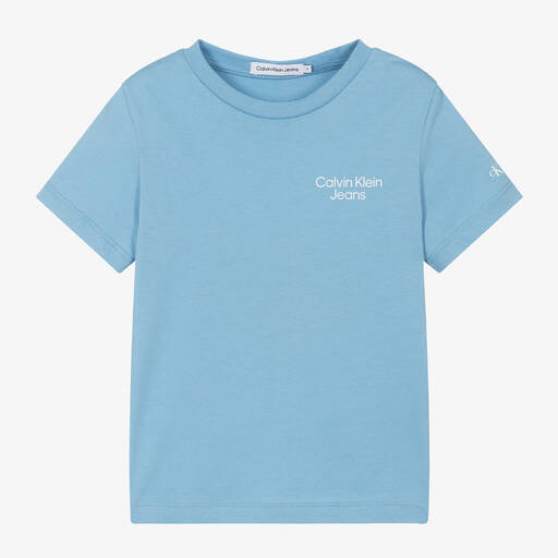 Calvin Klein-Boys Blue Cotton T-Shirt | Childrensalon