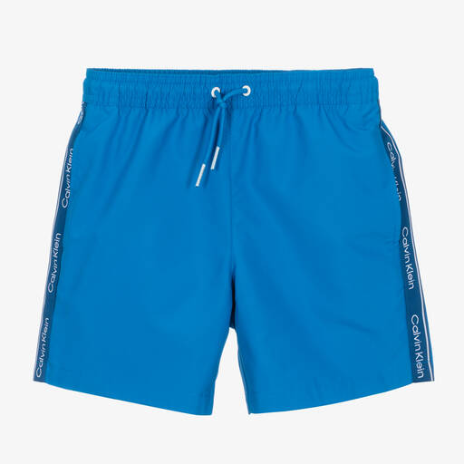 Calvin Klein-Boys Blue Swim Shorts | Childrensalon