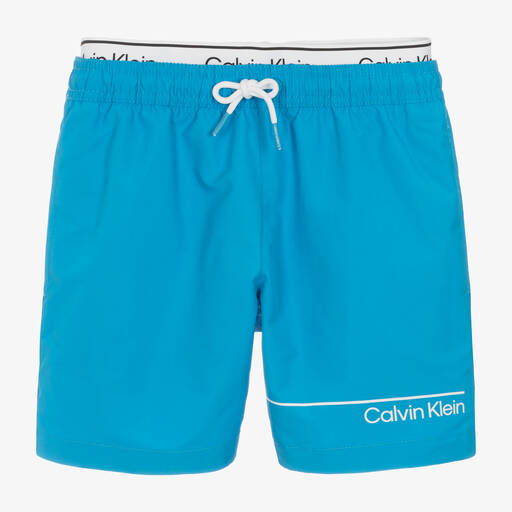 Calvin Klein-Boys Blue Swim Shorts | Childrensalon