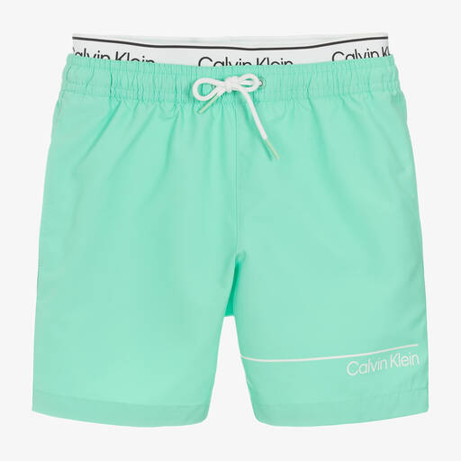 Calvin Klein-Boys Green Swim Shorts | Childrensalon