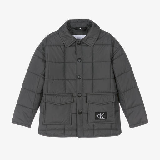Calvin Klein-Boys Grey Quilted Padded Jacket | Childrensalon