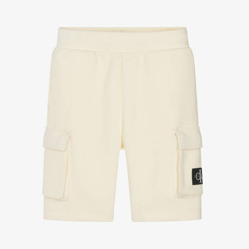 Calvin Klein-Boys Ivory Cotton Shorts | Childrensalon