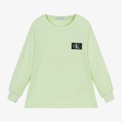 Calvin Klein-توب للمراهقين قطن جيرسي لون أخضر ليموني | Childrensalon