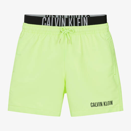 Calvin Klein-Boys Neon Green Swim Shorts | Childrensalon