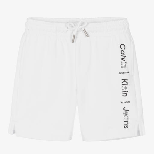 Calvin Klein-Boys White Cotton Jersey Shorts | Childrensalon