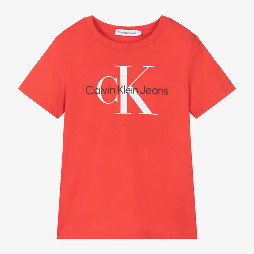 Calvin Klein-تيشيرت قطن جيرسى لون أحمر فاتح | Childrensalon