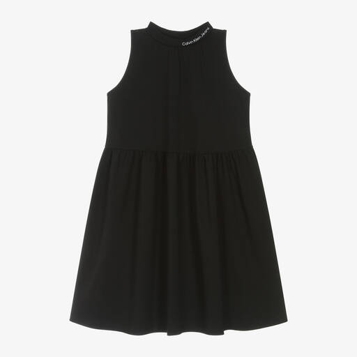Calvin Klein-Girls Black Cotton Dress | Childrensalon