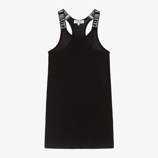 Calvin Klein-Girls Black Cotton Jersey Tank Dress | Childrensalon