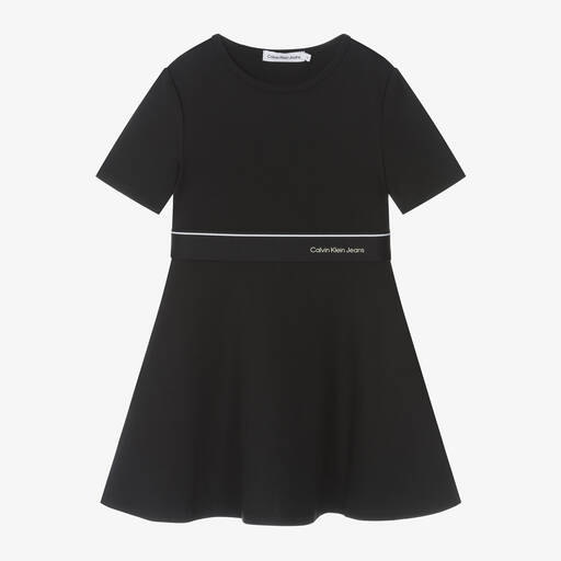 Calvin Klein-Girls Black Milano Jersey Dress | Childrensalon