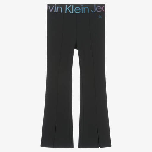 Calvin Klein-Girls Black Milano Jersey Trousers | Childrensalon
