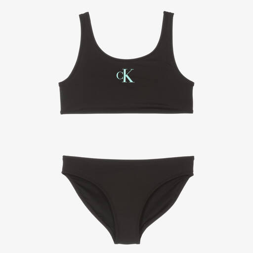 Calvin Klein-Girls Black Monogram Bikini  | Childrensalon