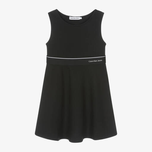 Calvin Klein-Girls Black Viscose Jersey Dress | Childrensalon