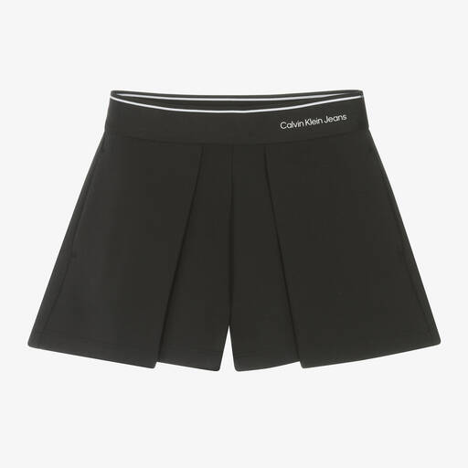 Calvin Klein-Girls Black Viscose Shorts | Childrensalon
