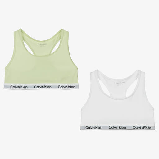Calvin Klein-Kurze Oberteile aus Baumwolle in Grün und Weiß für Mädchen (2er-Pack) | Childrensalon