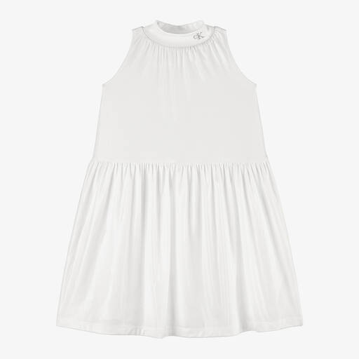 Calvin Klein-Girls Ivory Iridescent Dress | Childrensalon