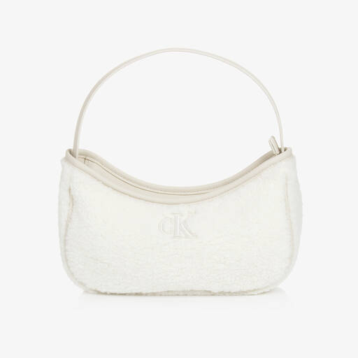 Calvin Klein-Girls Ivory Sherpa Fleece Handbag (23cm) | Childrensalon