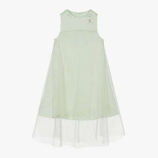 Calvin Klein-Girls Mint Green Satin & Tulle Sparkle Dress | Childrensalon