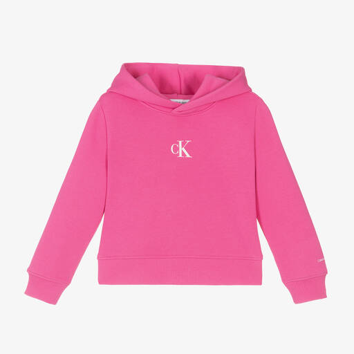 Calvin Klein-Girls Pink Cotton Hoodie | Childrensalon
