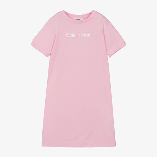 Calvin Klein-Girls Pink Cotton Nightdress | Childrensalon