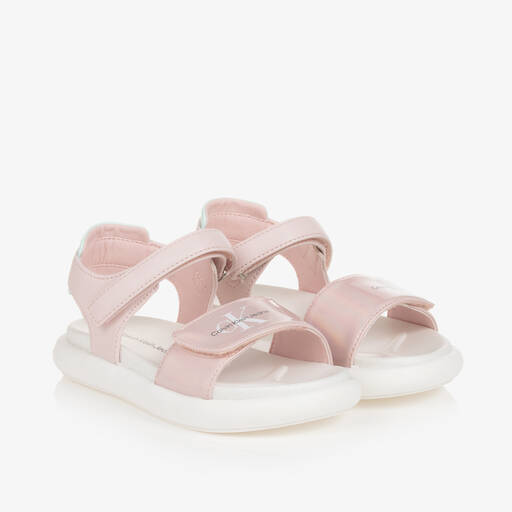 Calvin Klein-Girls Pink Iridescent Sandals | Childrensalon
