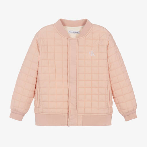 Calvin Klein-Girls Pink Quilted Jacket | Childrensalon