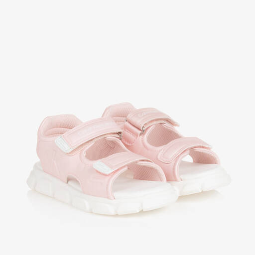 Calvin Klein-Girls Pink Satin Sandals | Childrensalon