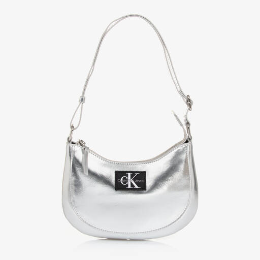 Calvin Klein-Girls Silver Metallic Shoulder Bag (15cm) | Childrensalon