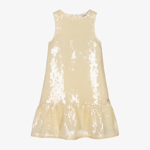 Calvin Klein-Girls Sleeveless Ivory Sequin Dress | Childrensalon