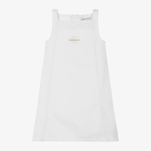 Calvin Klein-Girls White Denim Dress | Childrensalon