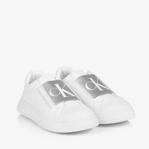 Calvin Klein-Baskets blanches sans lacets fille | Childrensalon