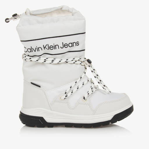 Calvin Klein-Girls White Waterproof Snow Boots | Childrensalon