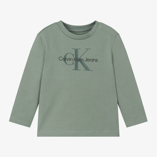 Calvin Klein-Green Cotton Jersey Top | Childrensalon