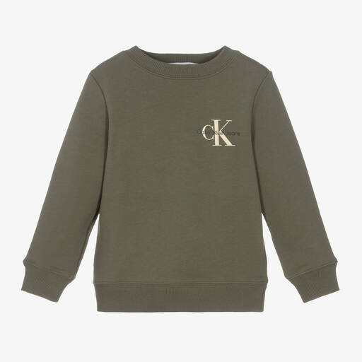 Calvin Klein-Green Cotton Monogram Sweatshirt | Childrensalon