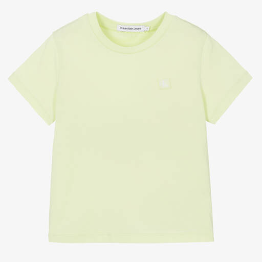 Calvin Klein-Green Cotton T-Shirt | Childrensalon