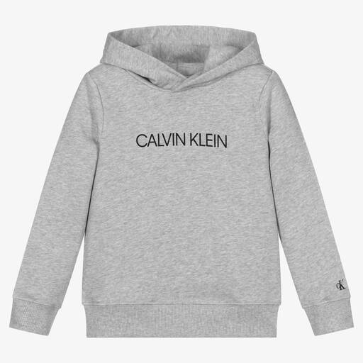 Calvin Klein Jeans-Серая хлопковая худи с логотипом | Childrensalon