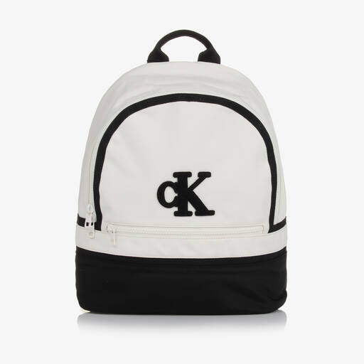 Calvin Klein-Ivory & Black Canvas Backpack (34cm) | Childrensalon