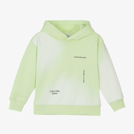 Calvin Klein-توب هودي قطن لون أخضر ليموني | Childrensalon