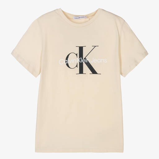 Calvin Klein Jeans-T-shirt beige en coton ado | Childrensalon