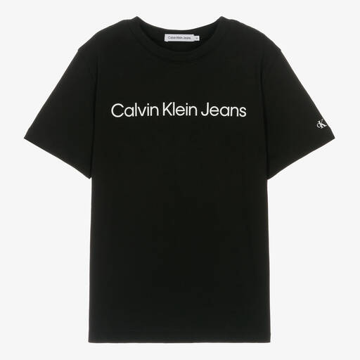 Calvin Klein-تيشيرت تينز قطن لون أسود | Childrensalon