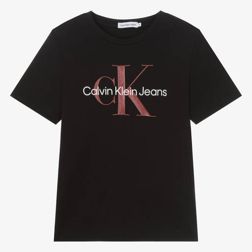 Calvin Klein-Teen Black Cotton T-Shirt | Childrensalon