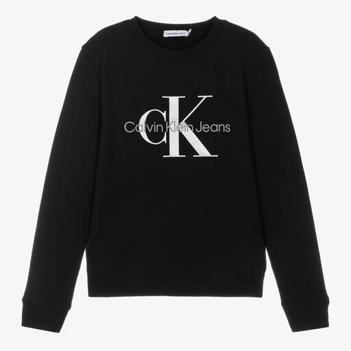 Calvin Klein Jeans-Teen Black Monogram Logo Sweatshirt | Childrensalon