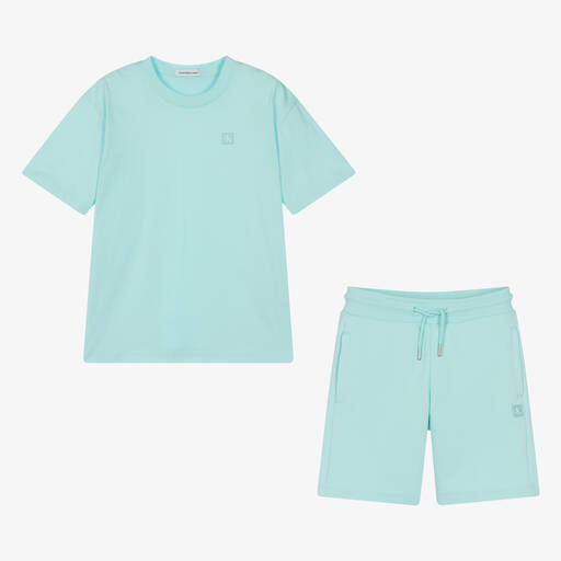 Calvin Klein-Teen Blue Cotton Jersey Shorts Set | Childrensalon